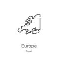 europe icon vector from travel collection. Thin line europe outline icon vector illustration. Outline, thin line europe icon for Royalty Free Stock Photo