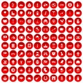 100 Europe icons set red Royalty Free Stock Photo