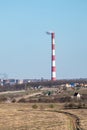 Europe industrial landscape with air smoke tower Royalty Free Stock Photo