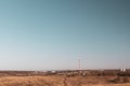 Europe industrial landscape with air smoke tower Royalty Free Stock Photo