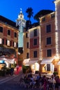 Italy. Liguria. Portofino. The place of the village by night