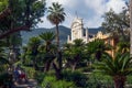 Italy. Santa Margherita. The Church San Giacomo and the garden of villa Durazzo