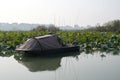 Europe, italy, lombardia, Mantova, fishermen with boat inside the park