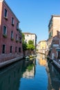 Italy, Venice, a narrow river in a city Royalty Free Stock Photo