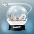 Europe Landmark Global Travel And Journey paper background. Vector Design Template.used for your