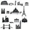 Europe landmarks, travel destinations isolated illustration Royalty Free Stock Photo