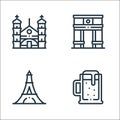 Europe line icons. linear set. quality vector line set such as beer, eiffel tower, arc de triomphe