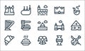 europe line icons. linear set. quality vector line set such as violin, jester, french, vase, apple pie, harp, tower bridge, crown Royalty Free Stock Photo