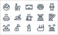 europe line icons. linear set. quality vector line set such as brandenburg gate, sculpture, saint paul cathedral, bagpipes, olives