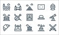 Europe line icons. linear set. quality vector line set such as crossed, atonium, french, eiffel tower, viking helmet, parthenon,