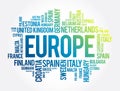 Europe List of cities word cloud collage, travel concept background Royalty Free Stock Photo