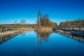 Europe Lithuanian early spring nature. Trees reflection in water Royalty Free Stock Photo