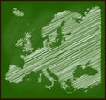 Europe map chalk on blackboard vector school background design