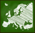 Europe map chalk on blackboard vector school background design