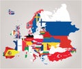 Europe map cominated with flags Royalty Free Stock Photo