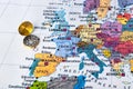 Europe map and compass Royalty Free Stock Photo