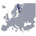 Europe map with Finland