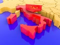 Europe map focused on Italy. Isolated on white. 3D render Royalty Free Stock Photo