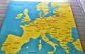 Europe map with marked routes