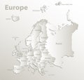 Europe map, new political detailed map, separate individual states, with state names, card paper 3D natural Royalty Free Stock Photo