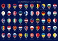 Map pointers with all flags of the European countrie Royalty Free Stock Photo