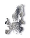 Europe map represented with asbestos graphics on white background.