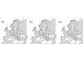 Europe map triptych isolated on white background Royalty Free Stock Photo