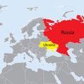 Europe map Ukraine and Russia