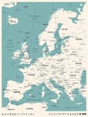 Europe Map - Vintage Vector Illustration Royalty Free Stock Photo