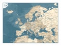 Europe Map - Vintage Vector Illustration Royalty Free Stock Photo