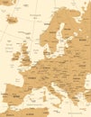 Europe Map - Vintage Vector Illustration Royalty Free Stock Photo