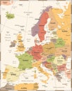 Europe Map - Vintage Vector Illustration Royalty Free Stock Photo