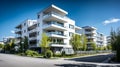 Europe modern complex of residential apartment buildings complex condo. Generative AI