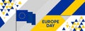 Europe national or independence day banner design for European celebration. Flag of Europe Union with modern retro design