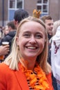 Woman celebrating King\'s Day in Maarssen