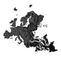 Europe at night as engraving vector