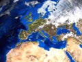 Europe and North Africa Map view from space 3d