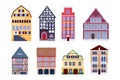 Europe old town houses. Building vector flat isolated illustration. City architecture design elements Royalty Free Stock Photo