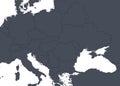 Europe outline map with countries borders. Detail of World political map, central and eastern European region Royalty Free Stock Photo