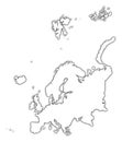 Europe outline map with shadow