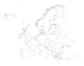 Europe outline silhouette map with countries Royalty Free Stock Photo