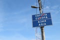 Europe is over. Asia has begun. This is a road sign in Magnitogorsk city, Russia Royalty Free Stock Photo