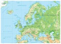 Europe Physical Map. No bathymetry Royalty Free Stock Photo