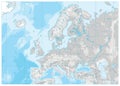 Europe Physical Map. White and Gray. No text Royalty Free Stock Photo