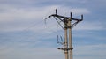 Electric network on the blue sky in sunny day