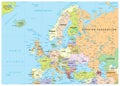 Europe Political Map and Roads Royalty Free Stock Photo