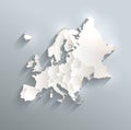 Europe political map blue white card paper 3D Royalty Free Stock Photo