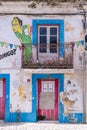 Colorful artwork on buildings in Alcobaca