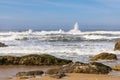 Breaking waves at the Praia da Mriamar, Miramar Beach