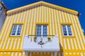 Brightly painted beach homes at the Costa Nova do Prado Royalty Free Stock Photo